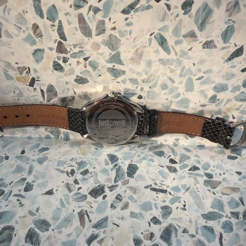 Just Cavalli Snake Print Leather Watch Silver Tone Statement Dial - Picture 3 of 4